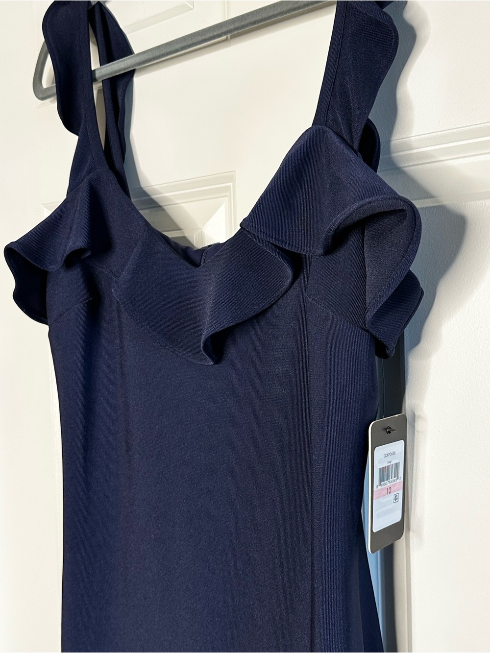 Guess Navy Ruffle V-Neck Mini Dress - Picture 4 of 10